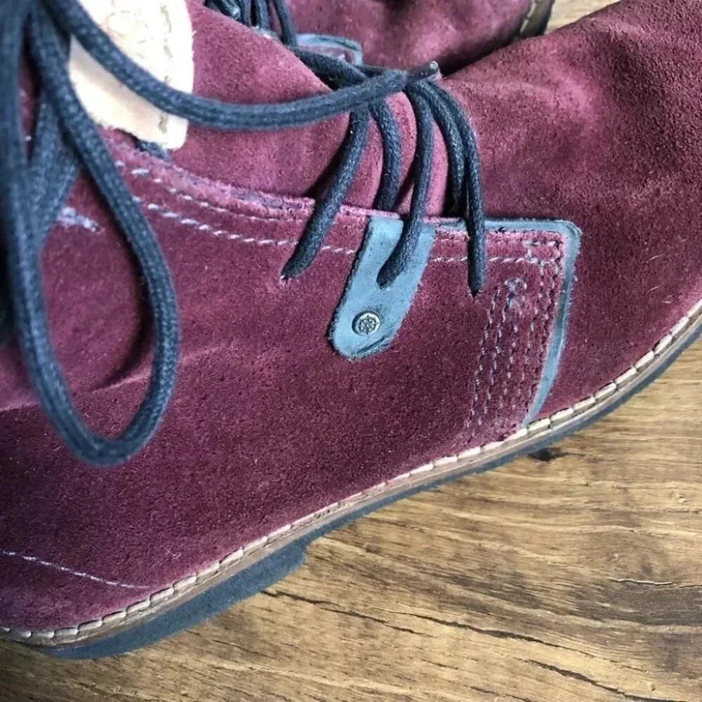Bussola Kalahari Lady Keely Wine Ankle Lace Up Chukka Suede Red Boots: EU 38 - Picture 8 of 14